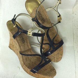 Michael Kors navy cork platform sandal